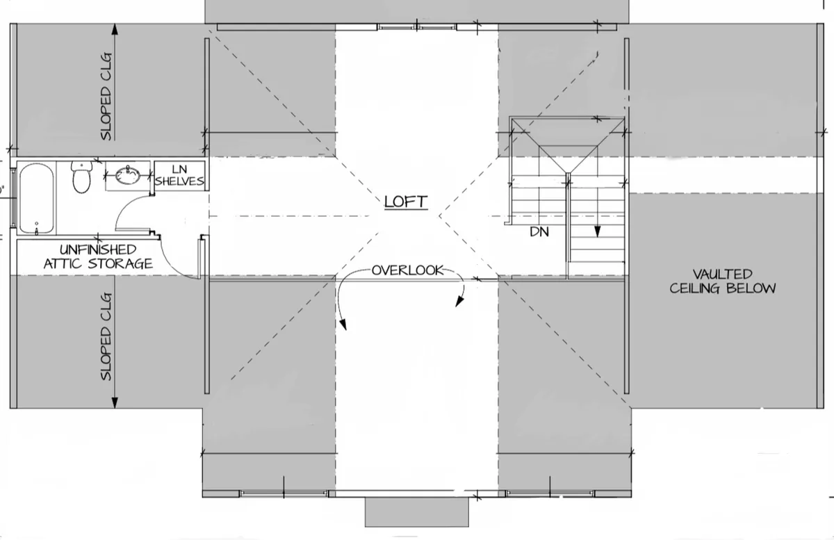 An inviting loft area overlooks the main living space, featuring a comfortable, open layout with stairs and cozy seating. The loft is bright and airy, designed for relaxation, reading, or family gatherings, and it offers flexible sleeping or lounging arrangements.